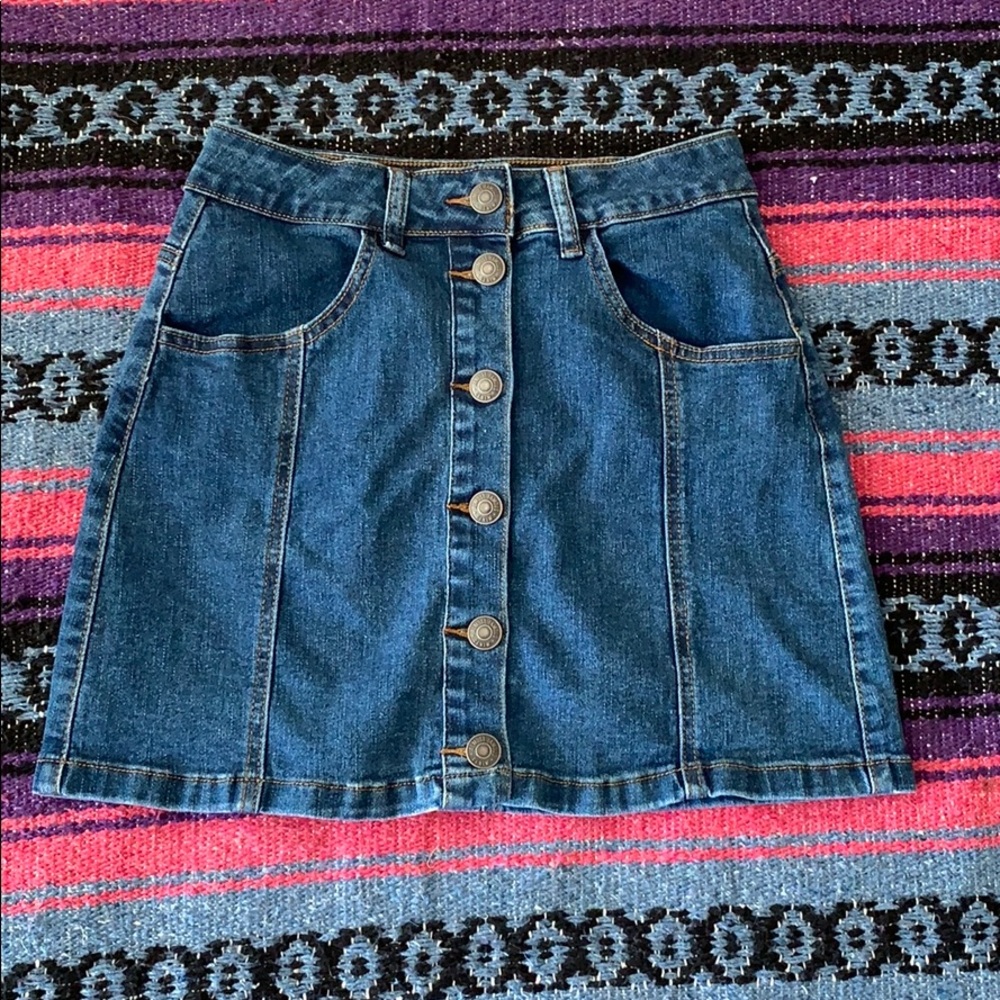 Button up cargo denim skirt